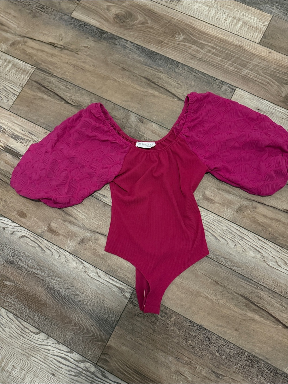 Impressions Fuchsia Puff Sleeve Bodysuit